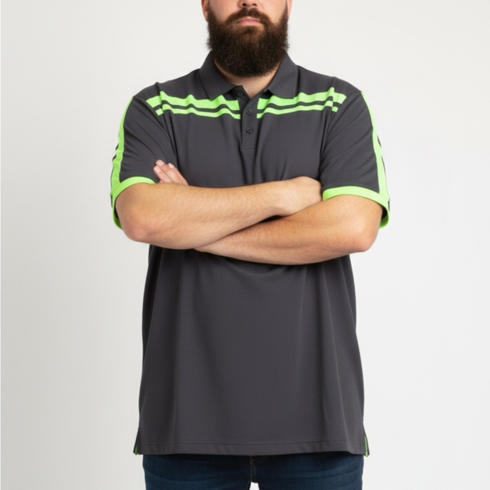 Men's Holloway Polo XL Charcoal &‎ Neon Green
